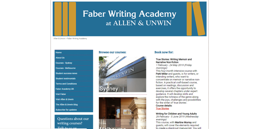 Faber Writing Academy’s Creative Writing Courses